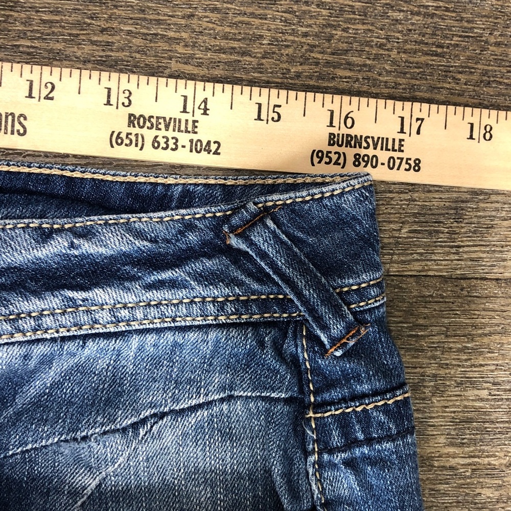 Lane Bryant Distressed V Front Denim Jean Mini Skirt Size 14 - Picture 3 of 5